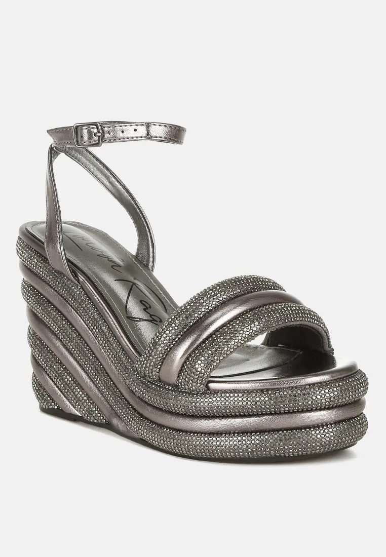 Rhinestone Studded Wedge Sandals By RAG
