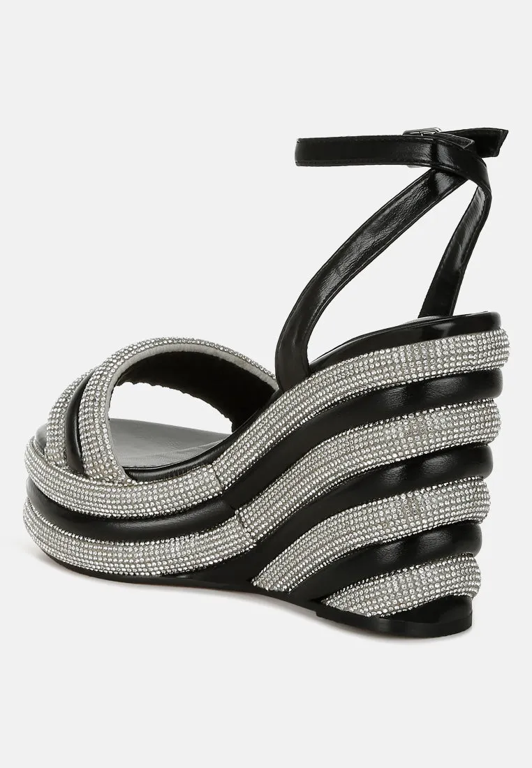 Rhinestone Studded Wedge Sandals By RAG