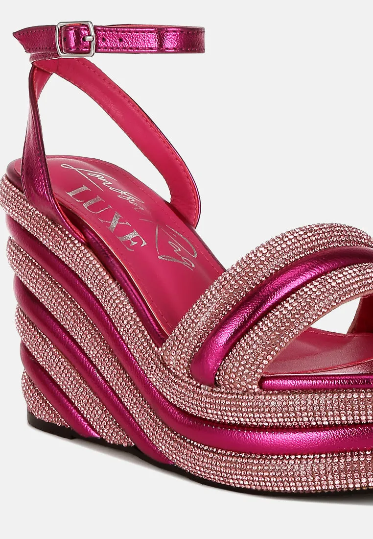 Rhinestone Studded Wedge Sandals By RAG