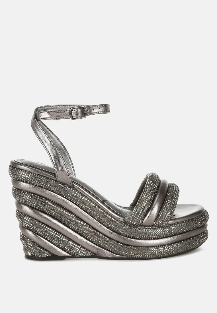 Rhinestone Studded Wedge Sandals By RAG