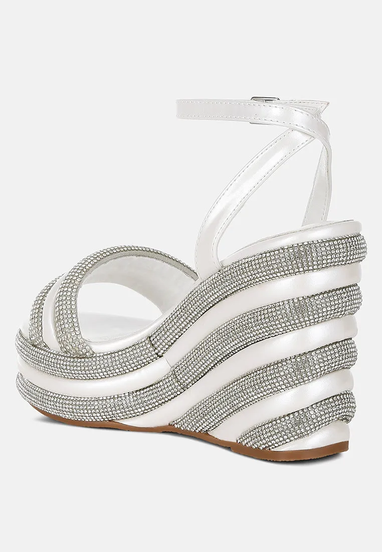 Rhinestone Studded Wedge Sandals By RAG