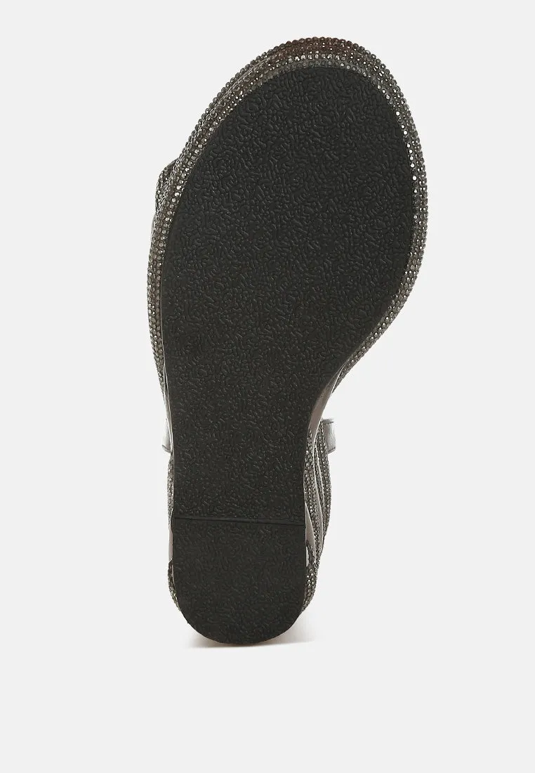 Rhinestone Studded Wedge Sandals By RAG