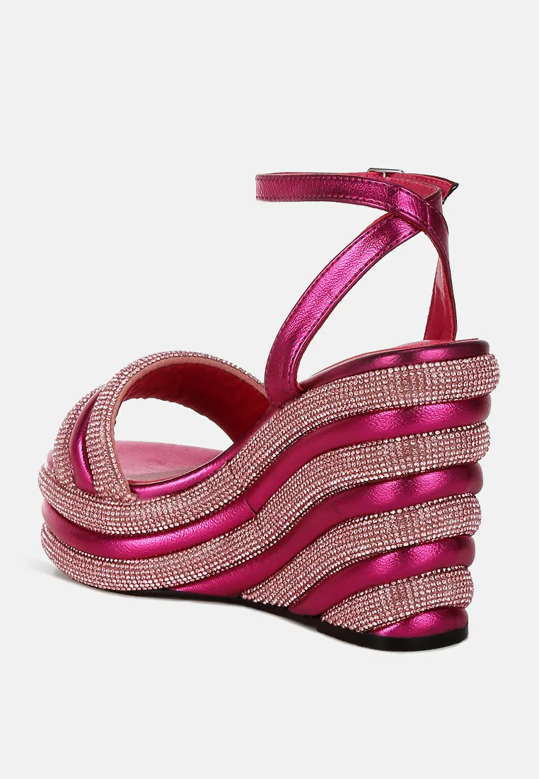 Rhinestone Studded Wedge Sandals By RAG