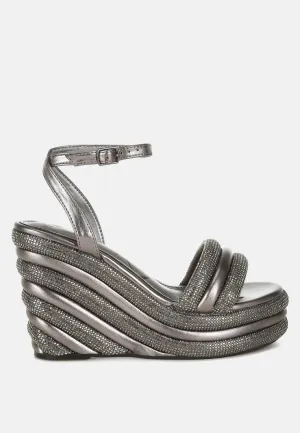 Rhinestone Studded Wedge Sandals By RAG