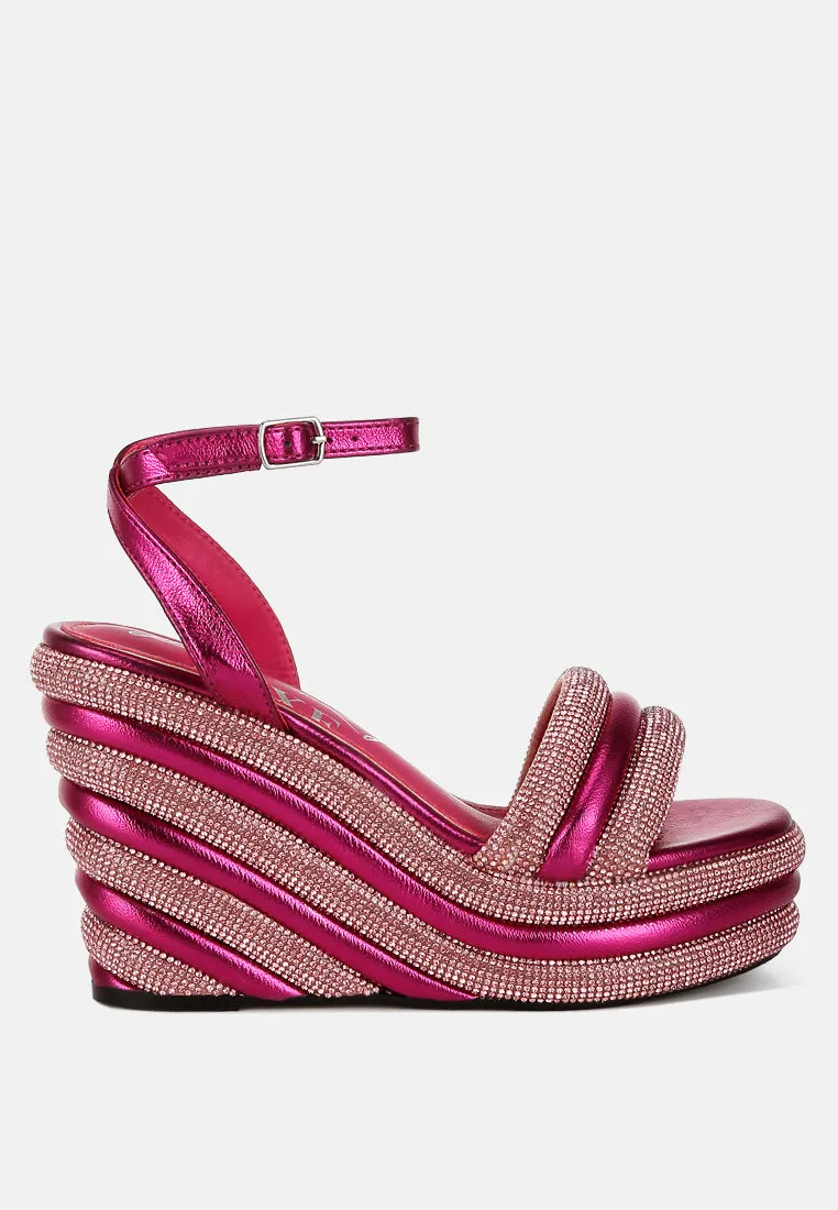 Rhinestone Studded Wedge Sandals By RAG