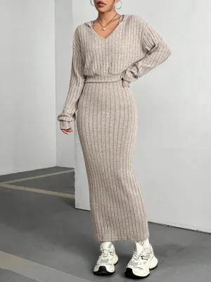Ribbed Cropped Tank Dress Set