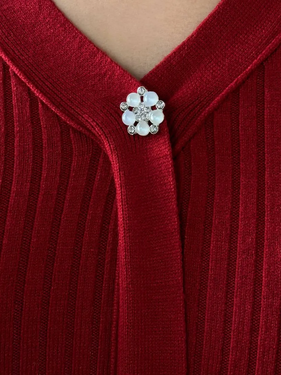 Ribbed Knit Button-Up Midi Dress