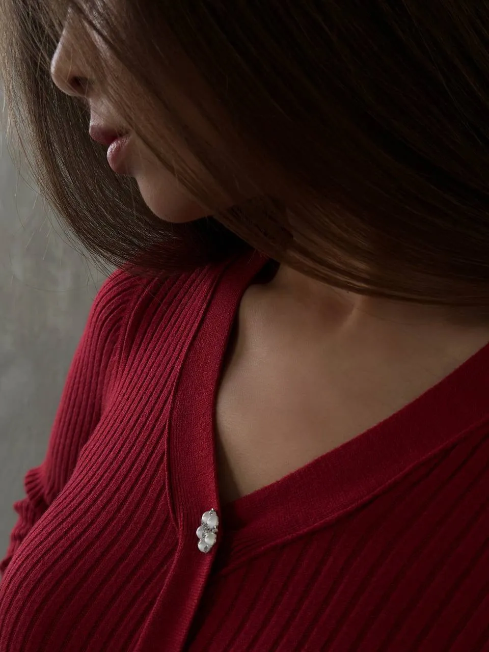 Ribbed Knit Button-Up Midi Dress