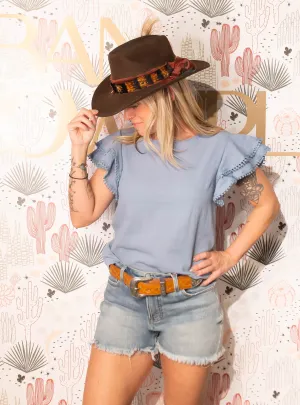 Round Neck Loose Ruffle Short Sleeve