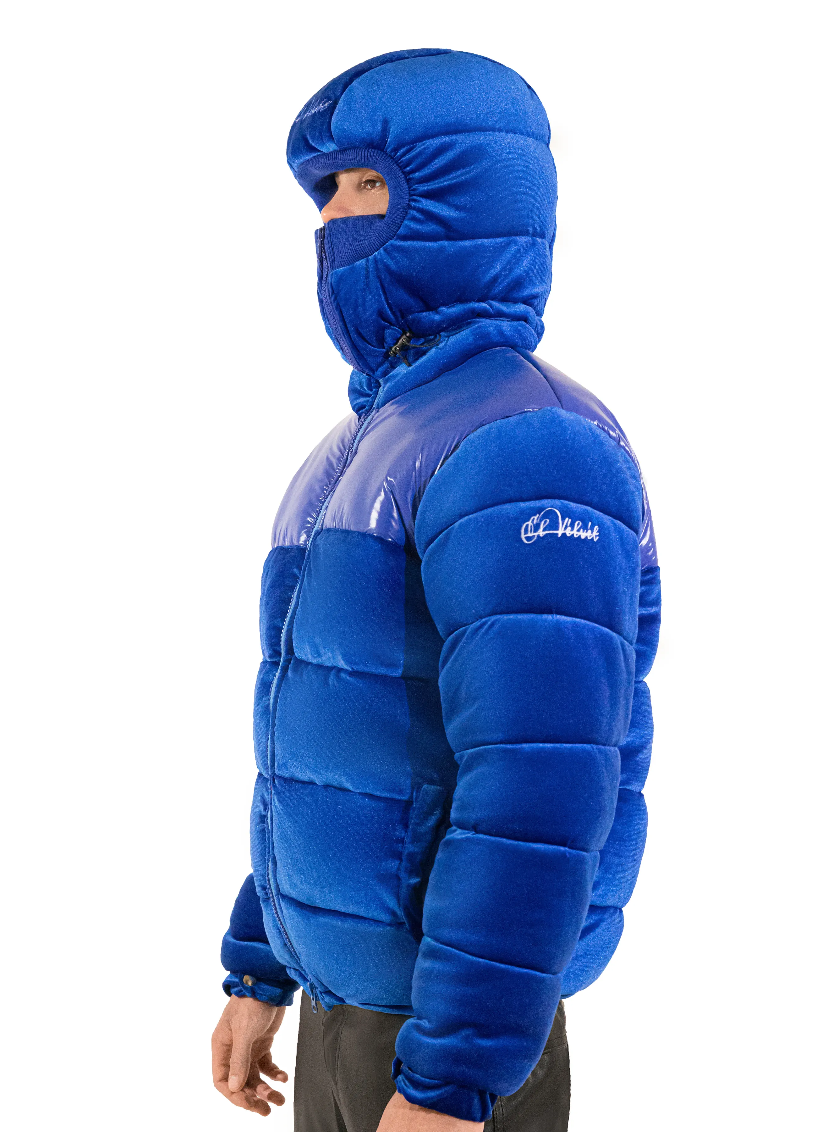 Royal Blue Adams Velvet Puffer Jacket