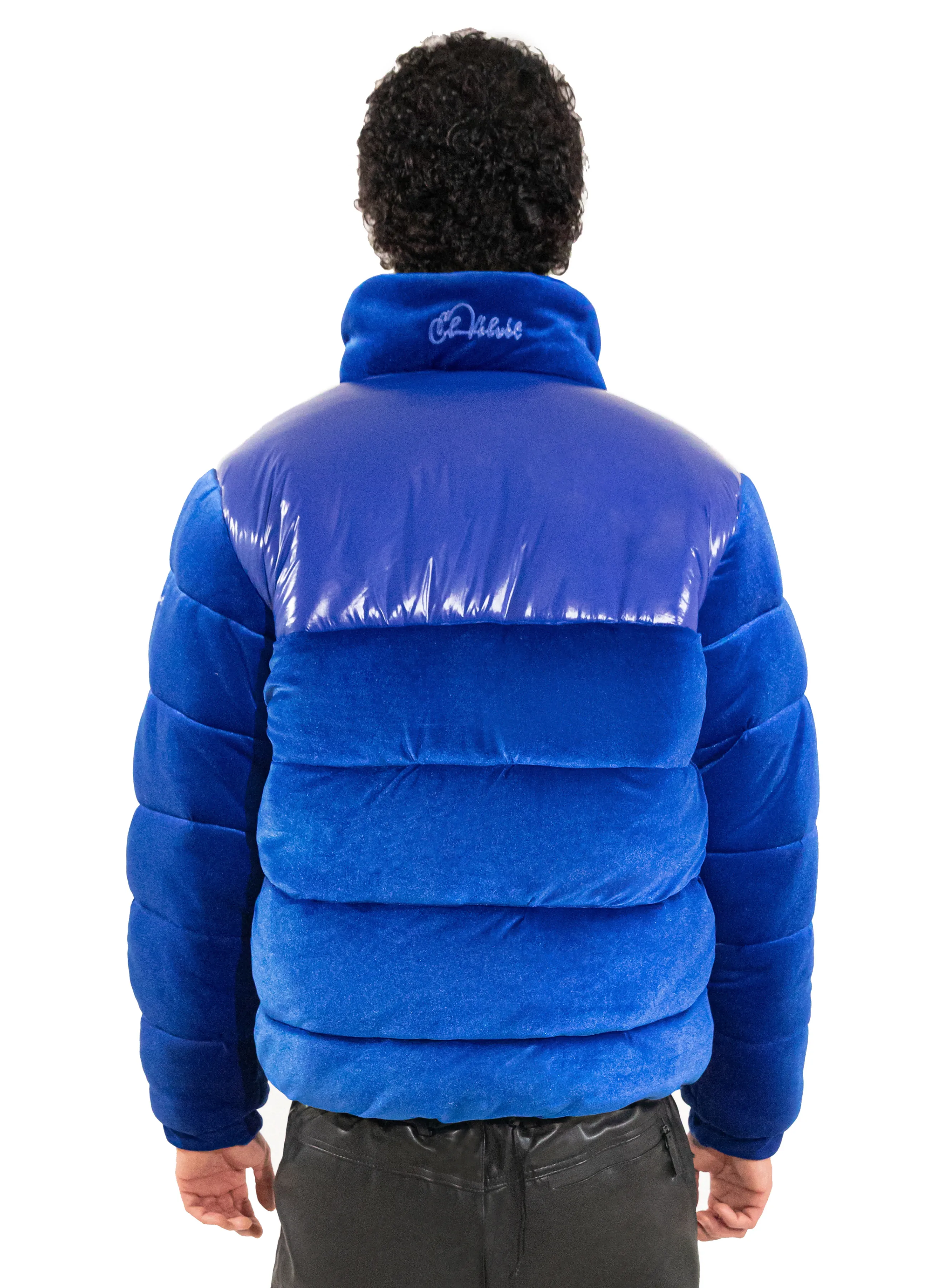 Royal Blue Adams Velvet Puffer Jacket