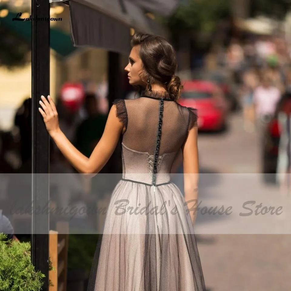 Roycebridal Simple Black Lace Bidal Wedding Dress A Line