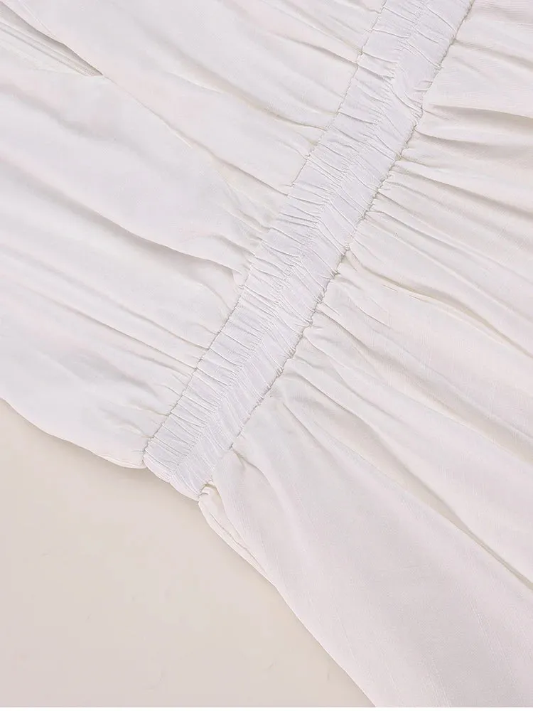 Ruffle Swing Short Sleeve V-Neck Dress
