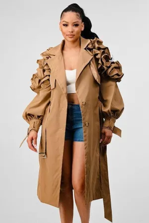 RUFFLE TRENCH JACKET