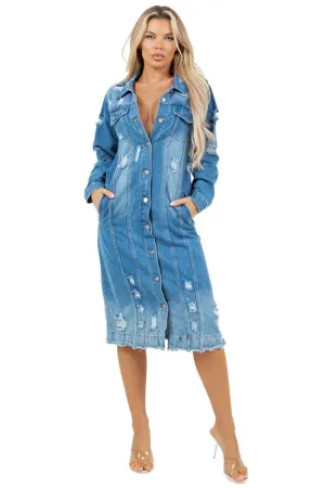 Runway Edge Distressed Denim Trench