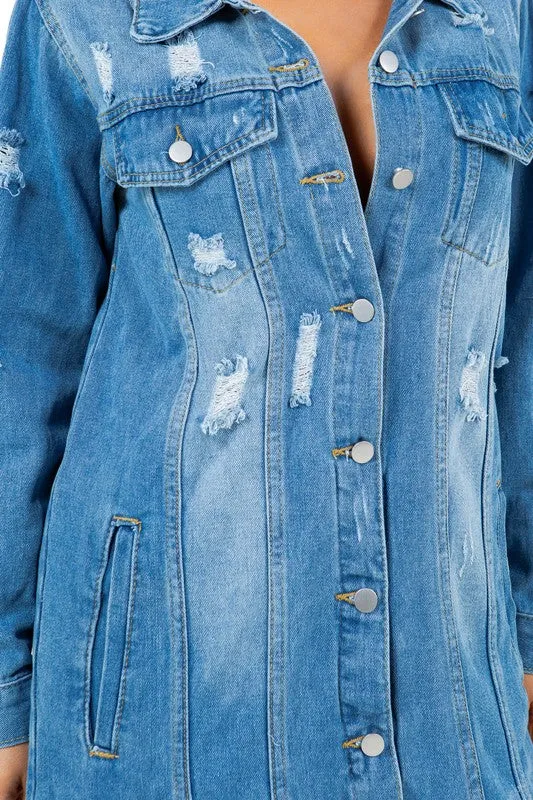 Runway Edge Distressed Denim Trench