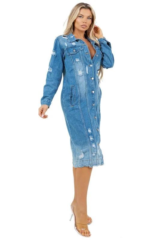 Runway Edge Distressed Denim Trench