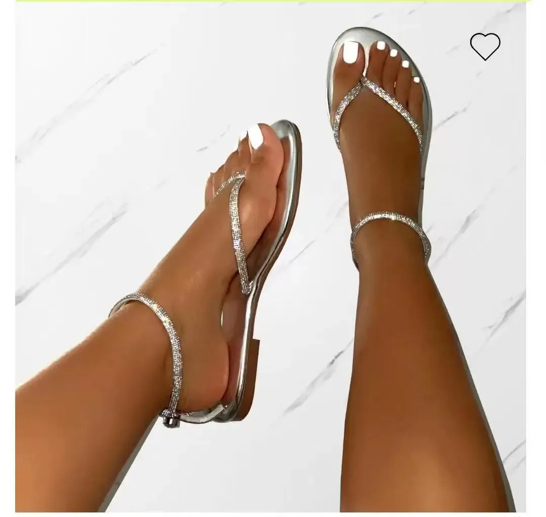 Sandals Beach Flip Flops Fashion Gold Flat Roman