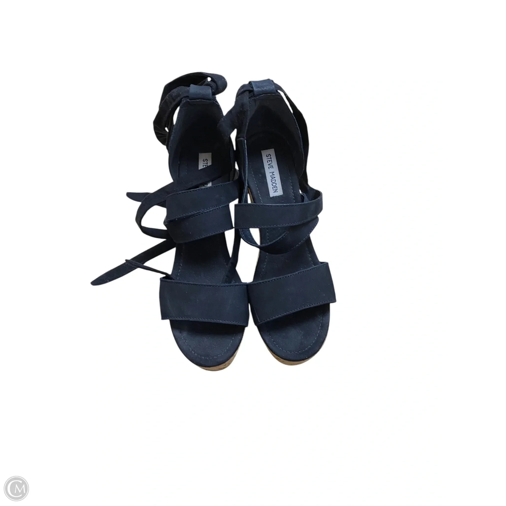 Sandals Heels Wedge By Steve Madden In Black, Size: 9