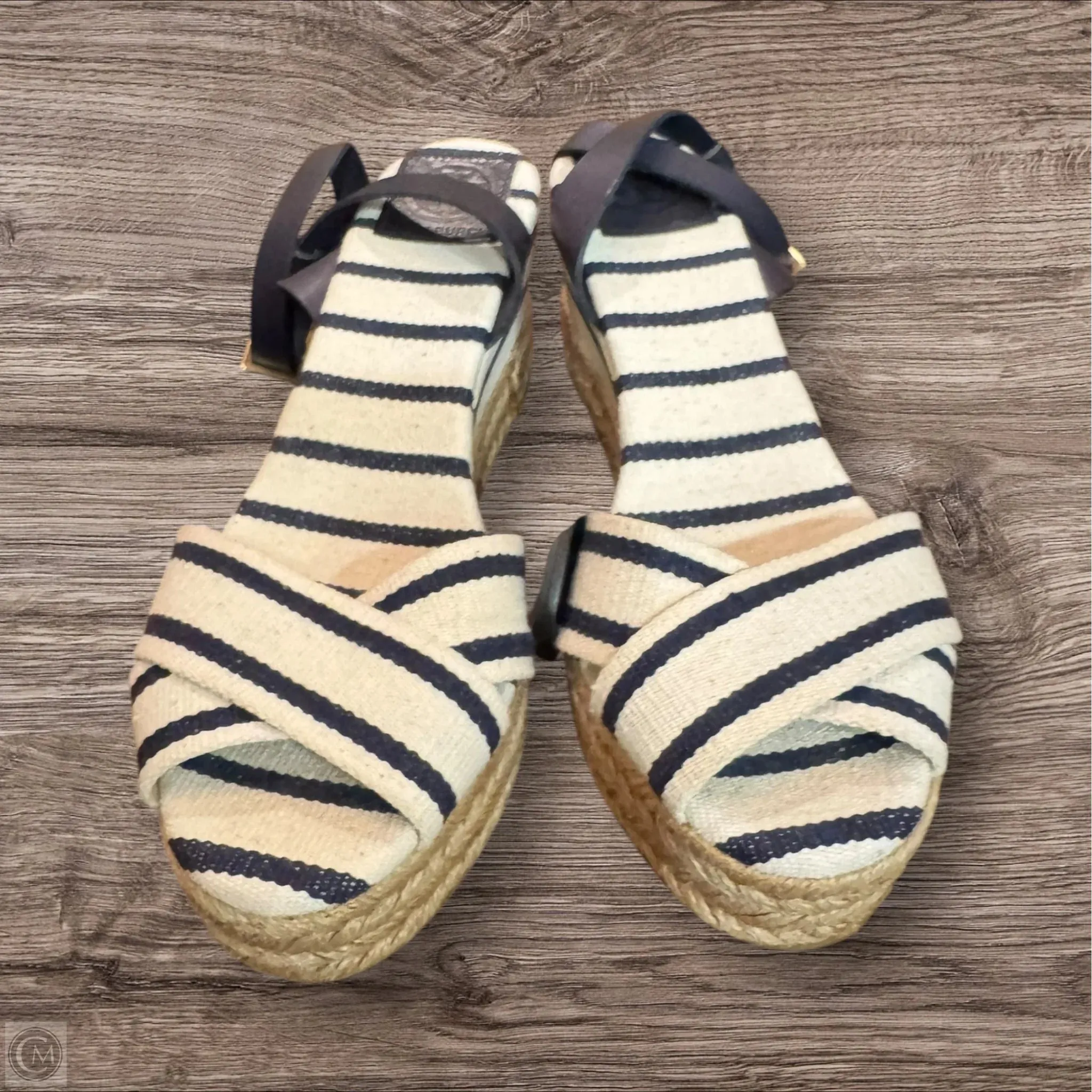 Sandals Heels Wedge By Tory Burch In Blue White, Size: 9