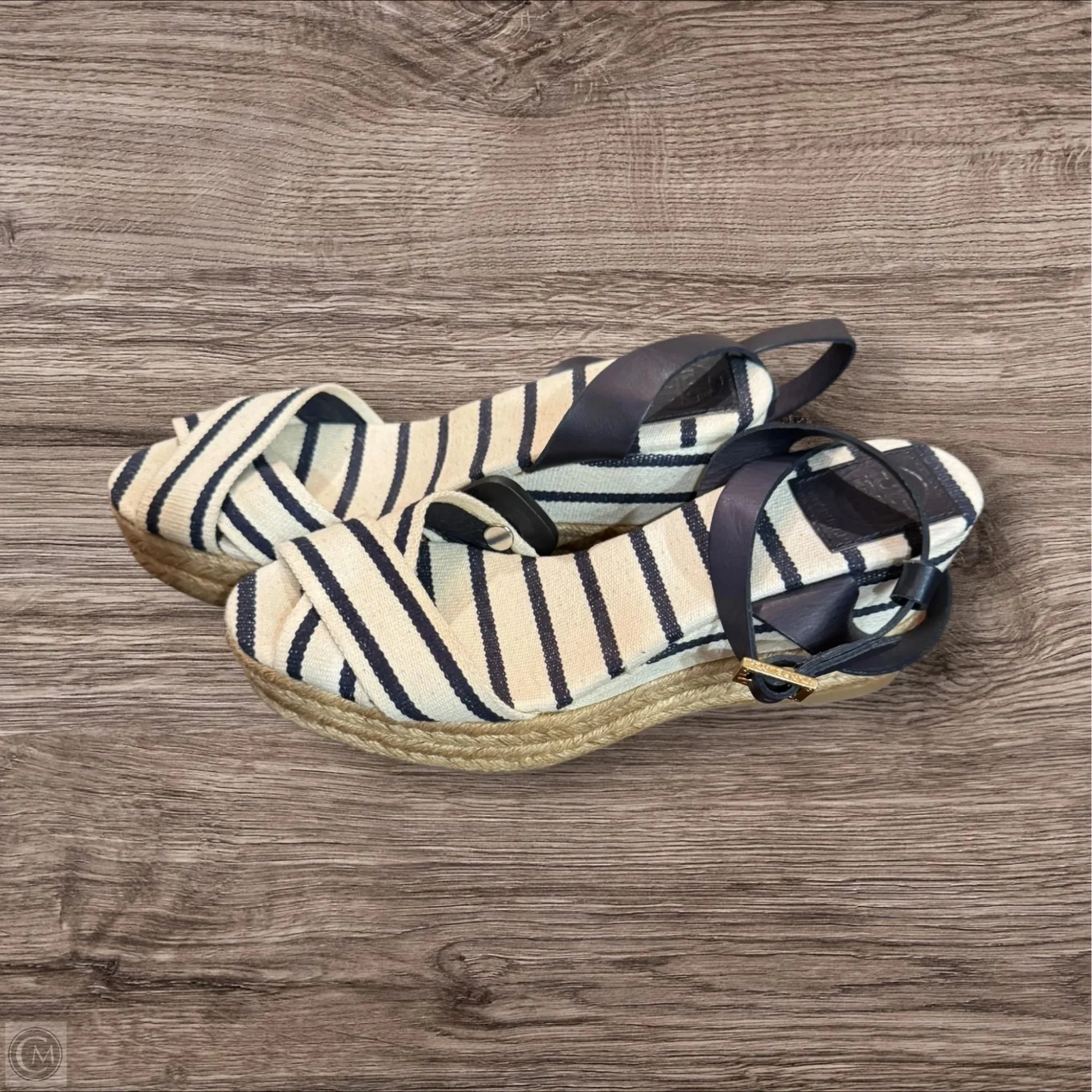 Sandals Heels Wedge By Tory Burch In Blue White, Size: 9