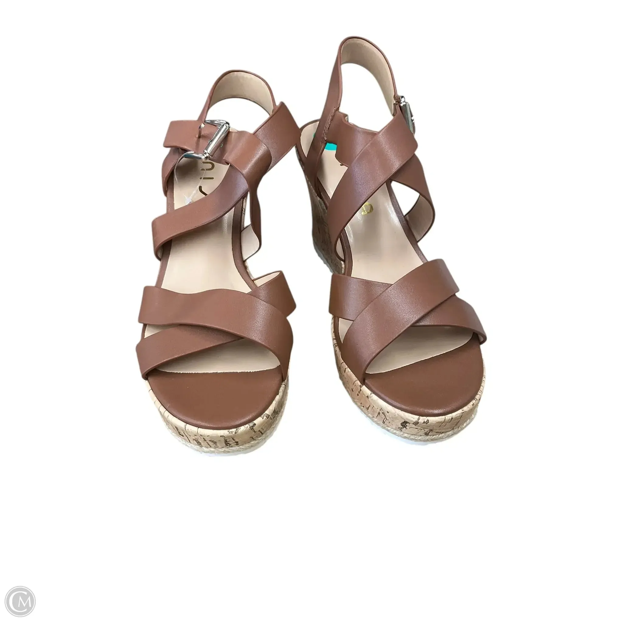 Sandals Heels Wedge By Unisa In Brown, Size: 8