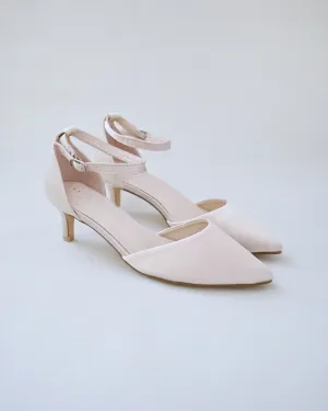 Satin Pointy Toe Low Heels Wedding Shoes