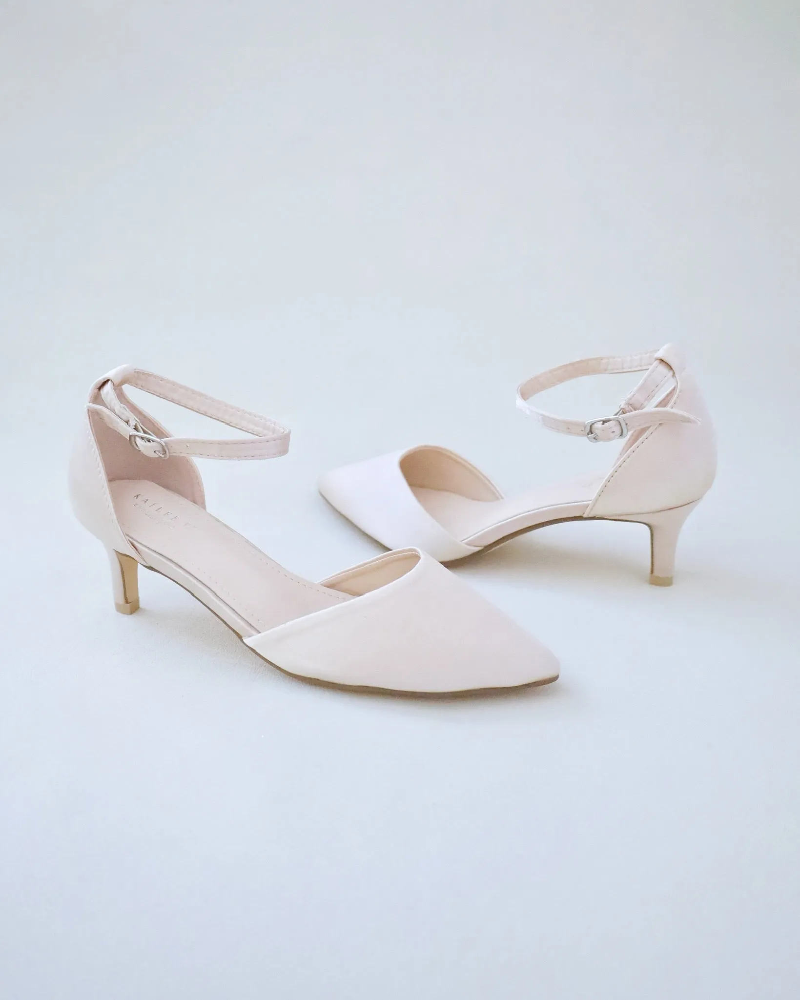 Satin Pointy Toe Low Heels Wedding Shoes