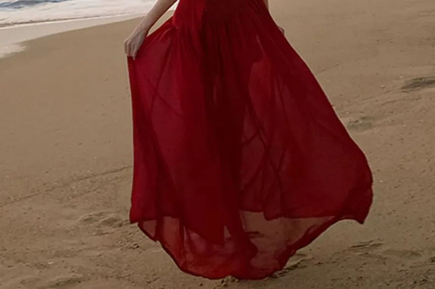 Set: Sleeveless One-Shoulder Plain Maxi A-Line Dress   Flower Choker