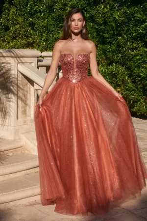 Sienna Strapless Sequin & Tulle A-Line Dress