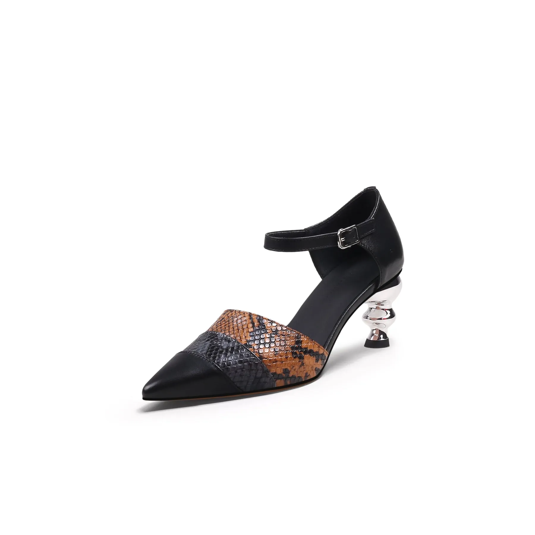 Snake Patterned Belted Women'S Pump By Jadyrose