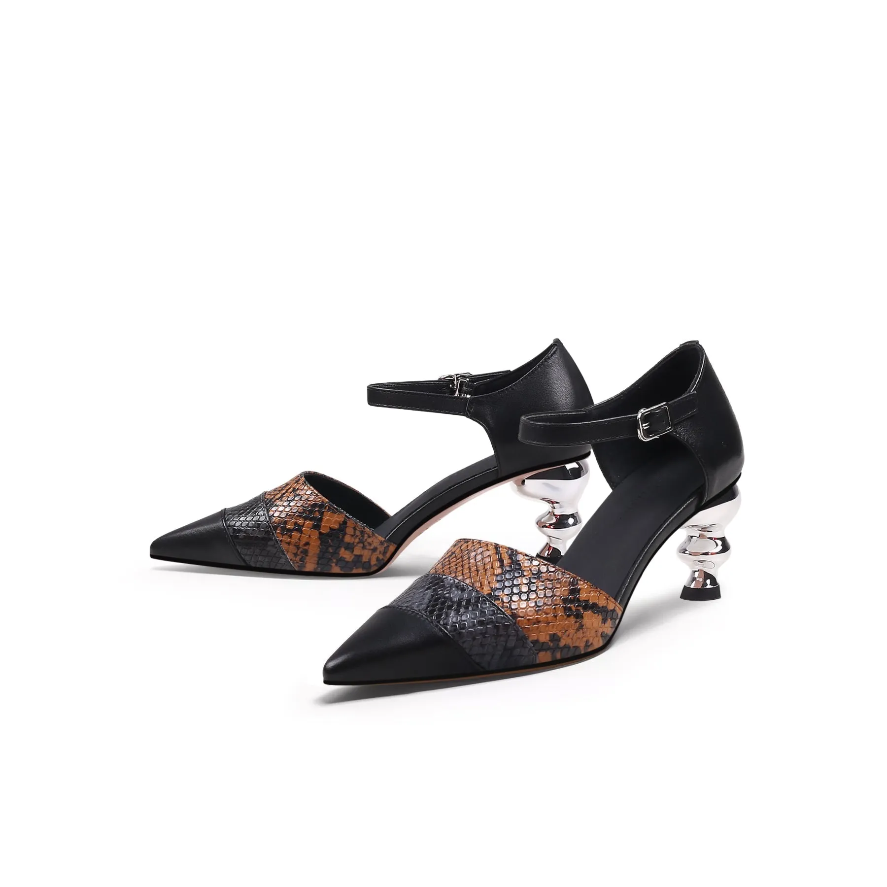 Snake Patterned Belted Women'S Pump By Jadyrose
