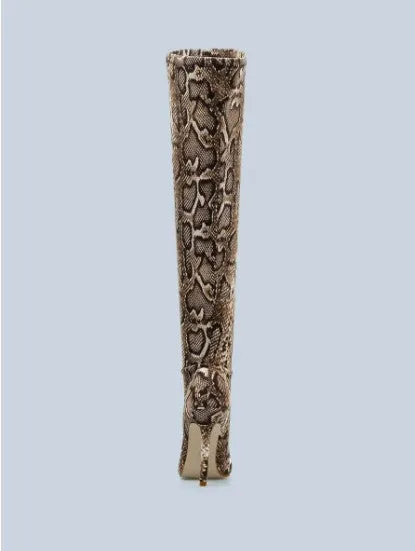 Snakeskin Thigh High Boots