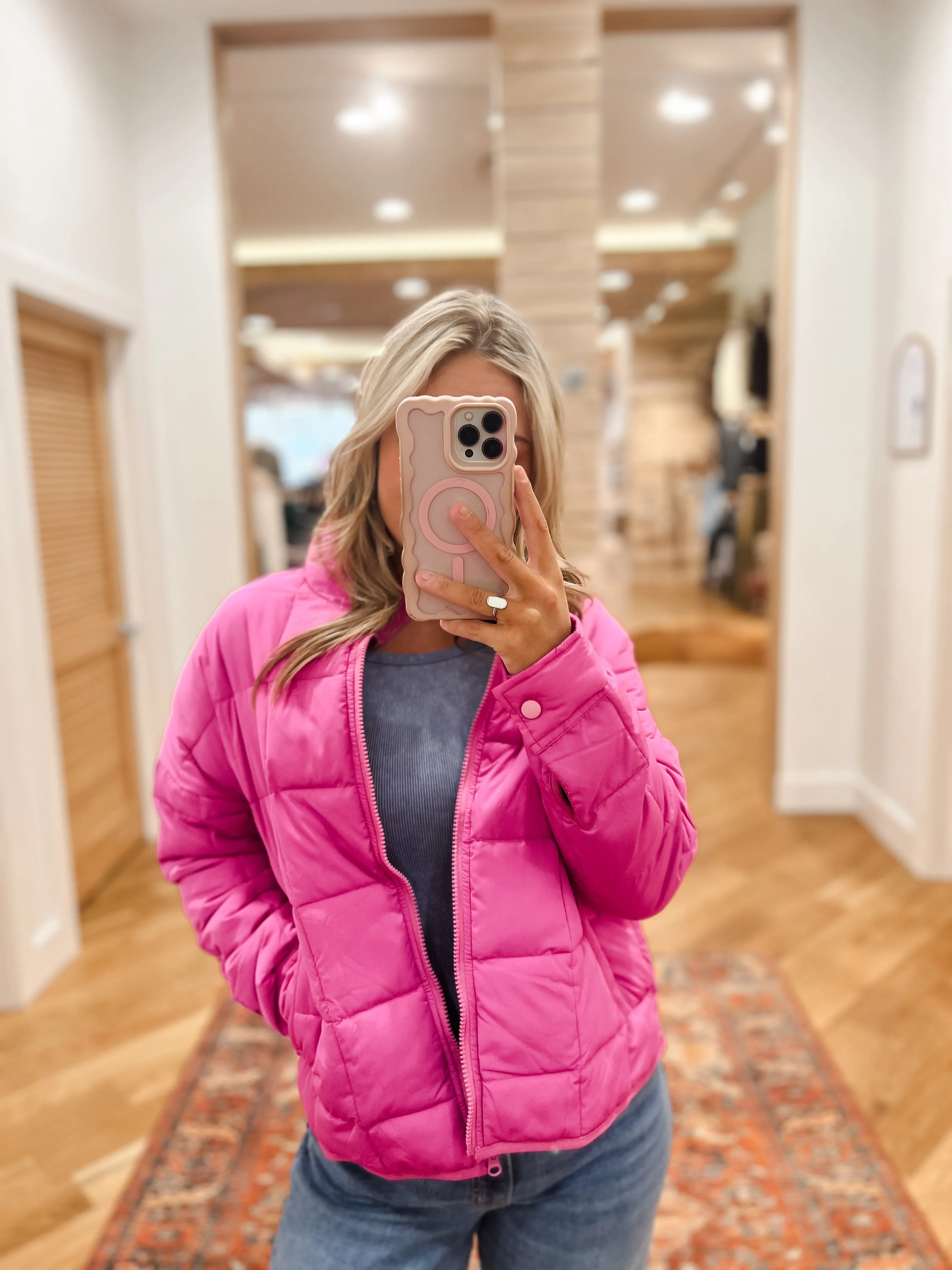 Snow Fall Fuchsia Puffer Jacket