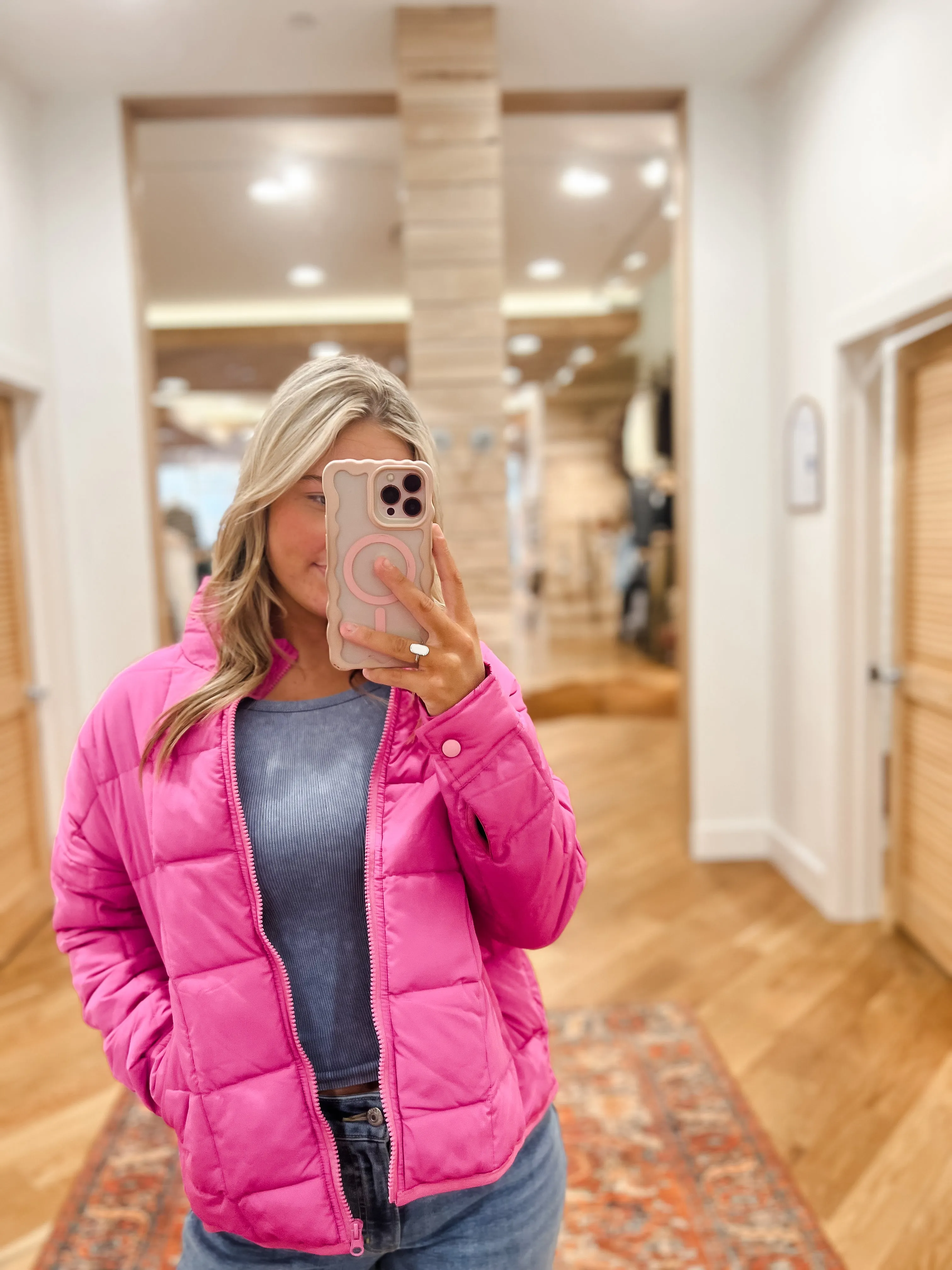 Snow Fall Fuchsia Puffer Jacket