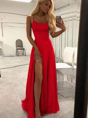 Spaghetti Straps A Line Navy Blue Prom Dress With Split Front,Cheap Prom Dresses,PDY0642
