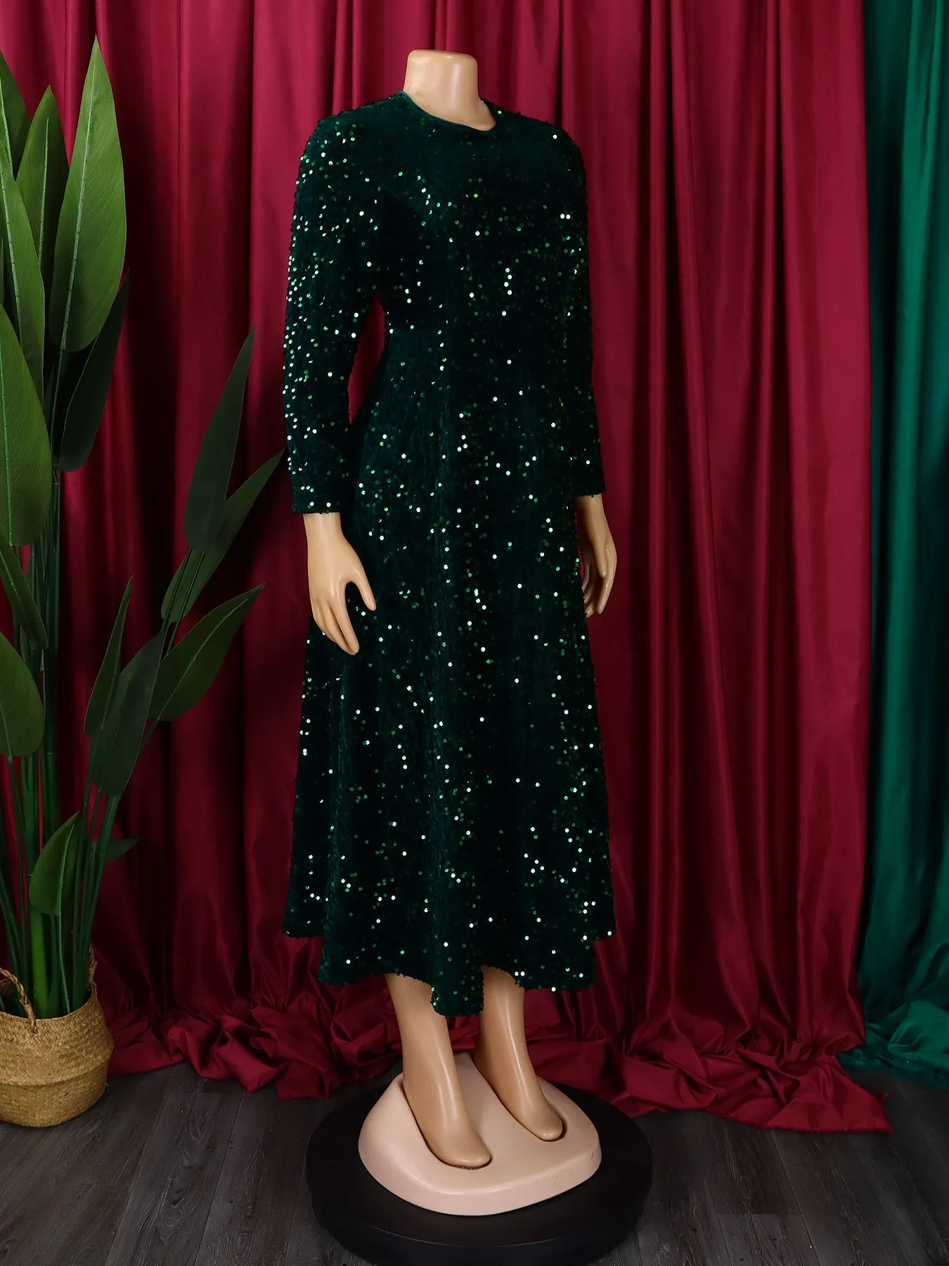 Sparkly Sequin A-line Evening Dress