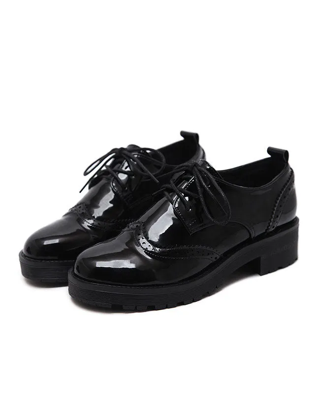 Spring and Autumn British Wind Work Small Leather Shoes Retro Shallow Mouth Single Shoes Flat Bottom Broker Women's Shoes College Wind Plus Velvet