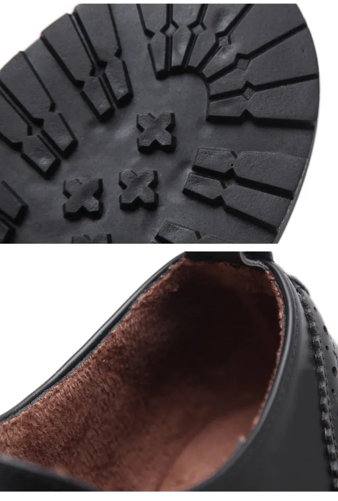 Spring and Autumn British Wind Work Small Leather Shoes Retro Shallow Mouth Single Shoes Flat Bottom Broker Women's Shoes College Wind Plus Velvet