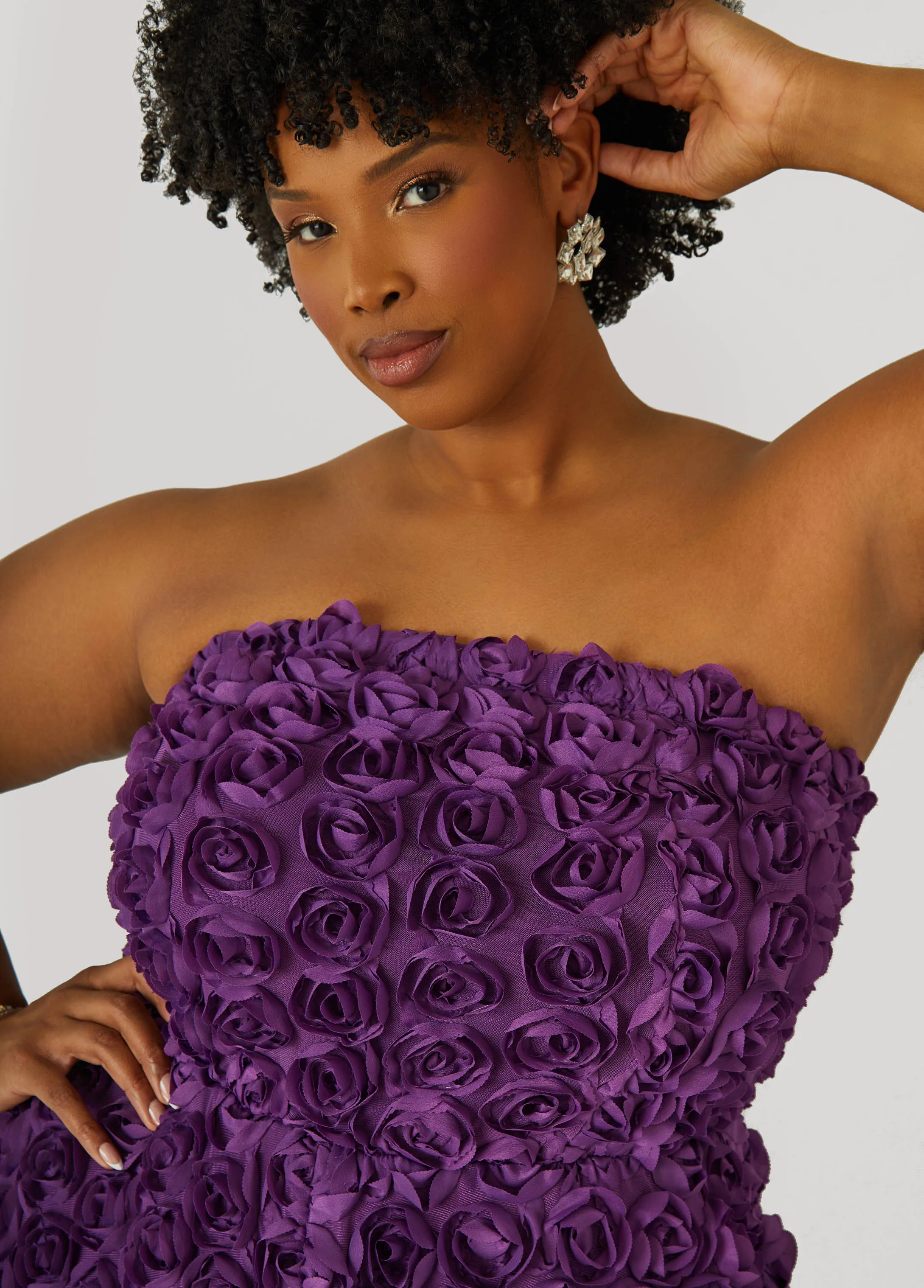 Strapless Rosette A Line Dress
