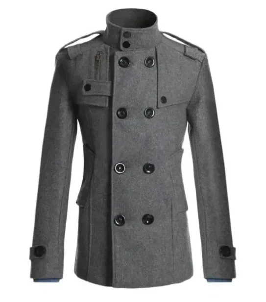 Stylish Men's Thermal Trench Coat with Stand Collar for Winter