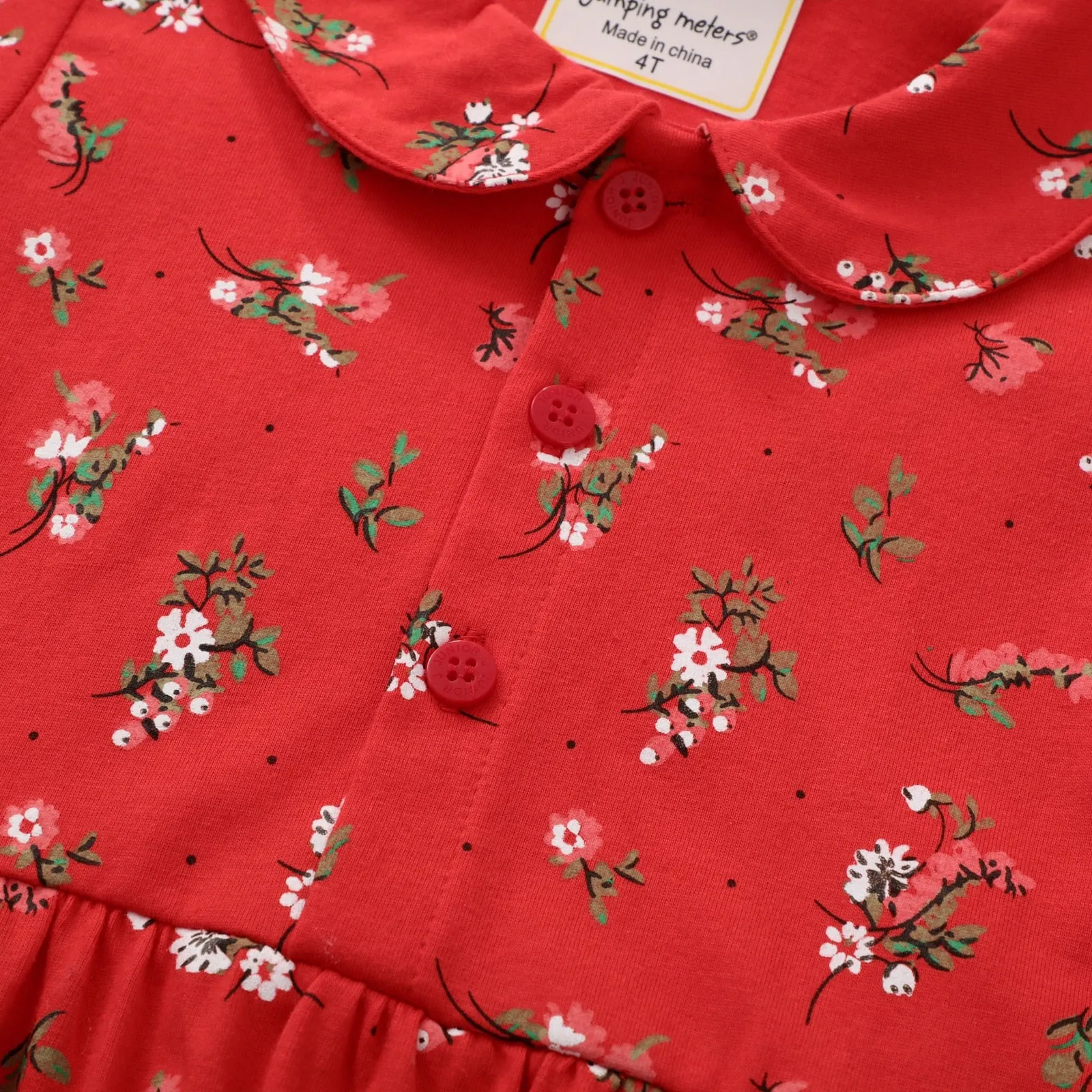 Summer Baby Girls Flower Print Casual Cotton Dress - Red