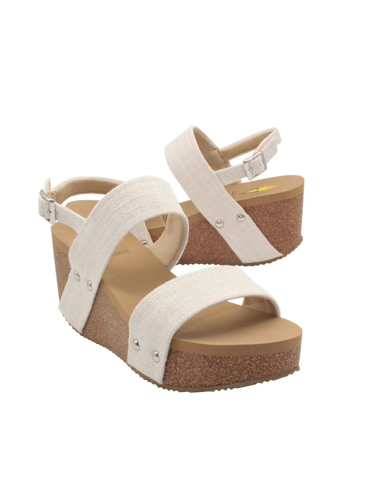 Summerlove Linen Strap Wedge Sandal