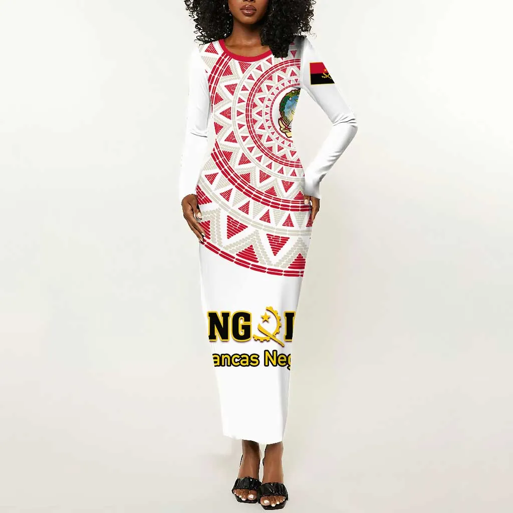 Support Palancas Negras - White Angola Football Long Sleeve Bodycon Dress LT01