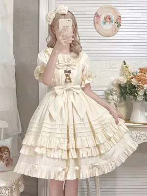 Sweet Lolita Dress Jacquard Short Sleeves Dress