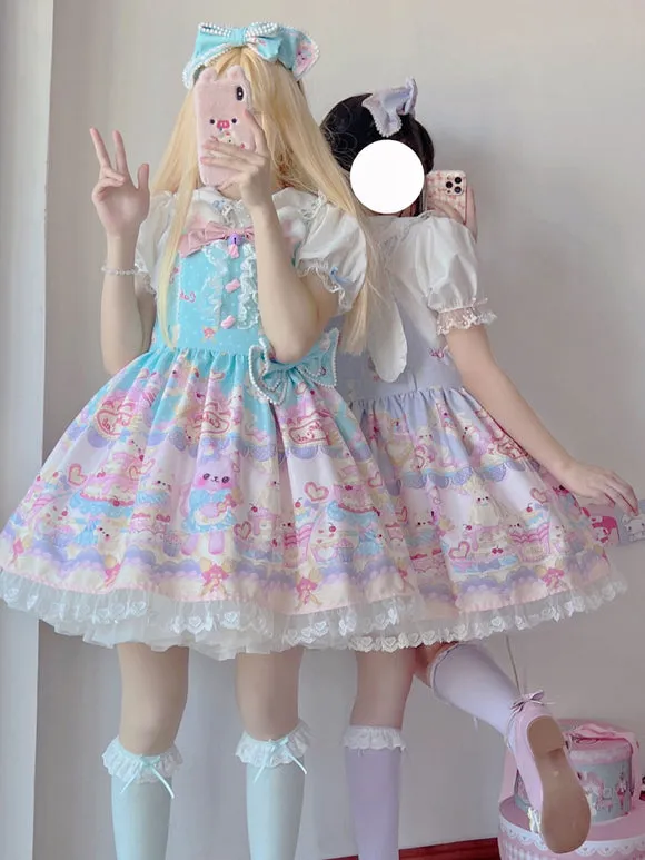 Sweet Lolita Dress Polyester Sleeveless Jumper Dress