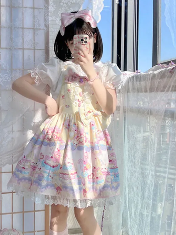Sweet Lolita Dress Polyester Sleeveless Jumper Dress
