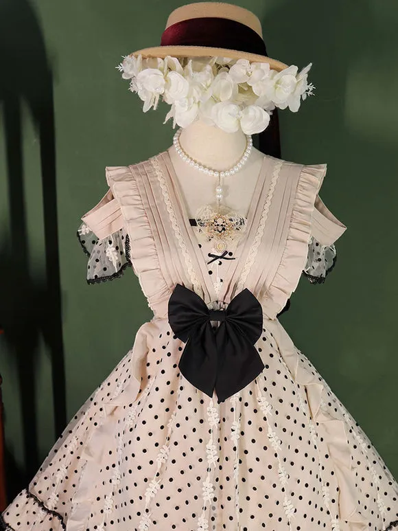 Sweet Lolita Dress Short Sleeves Bows Dress