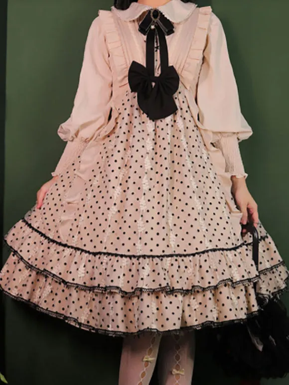 Sweet Lolita Dress Short Sleeves Bows Dress