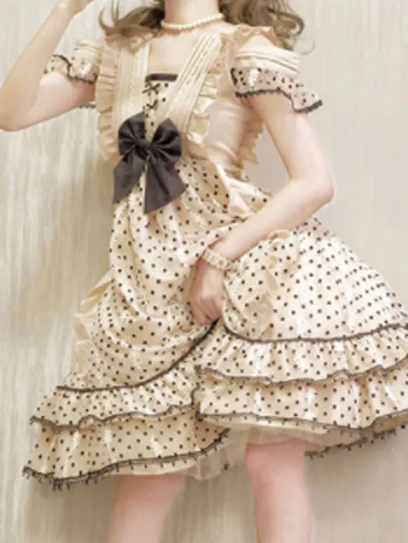 Sweet Lolita Dress Short Sleeves Bows Dress
